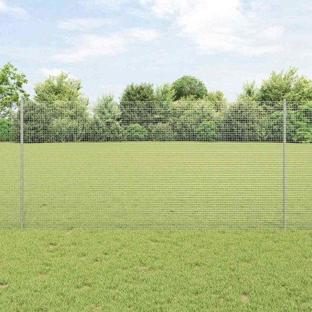 Clôture en fil soudé avec 10 poteaux en U Argent 1,2x10 m Acier 
