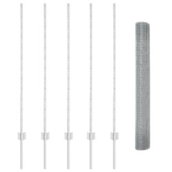 Clôture en fil soudé avec 10 poteaux en U Argent 1,2x10 m Acier 