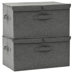 Boîtes de rangement 2 pcs Tissu 50x30x25 cm Anthracite 