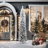 Sapin de Noël artificiel mince flocon de neige vert 210 cm PVC 