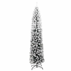 Sapin de Noël artificiel mince flocon de neige vert 210 cm PVC 