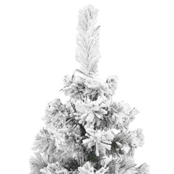 Sapin de Noël artificiel mince flocon de neige vert 210 cm PVC 