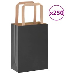 Sacs en papier 250 pcs avec poignées noir 15x8x21 cm 