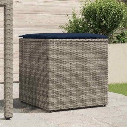 Coffre de rangement Gris et bleu marine Coussins en ratán et en tissu 