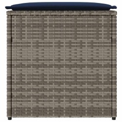 Coffre de rangement Gris et bleu marine Coussins en ratán et en tissu 