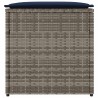 Coffre de rangement Gris et bleu marine Coussins en ratán et en tissu 