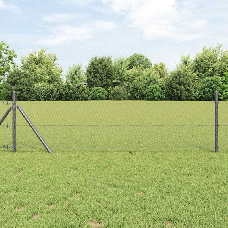 Clôture Hexagonale Grise Gris 0,8 x 50 m Acier 