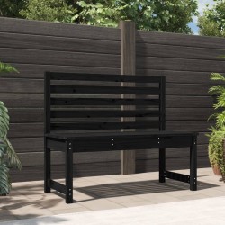 Banc de jardin noir 109 cm bois massif de pin 