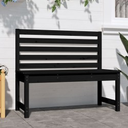 Banc de jardin noir 109 cm bois massif de pin 