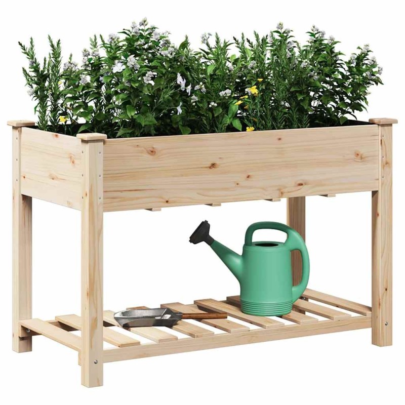 Jardinière avec étagère 115x59x76 cm en bois massif de sapin 