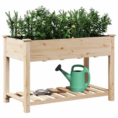 Jardinière avec étagère 115x59x76 cm en bois massif de sapin 