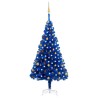 Arbre de Noël artificiel pré-éclairé et boules bleu 180 cm PVC 