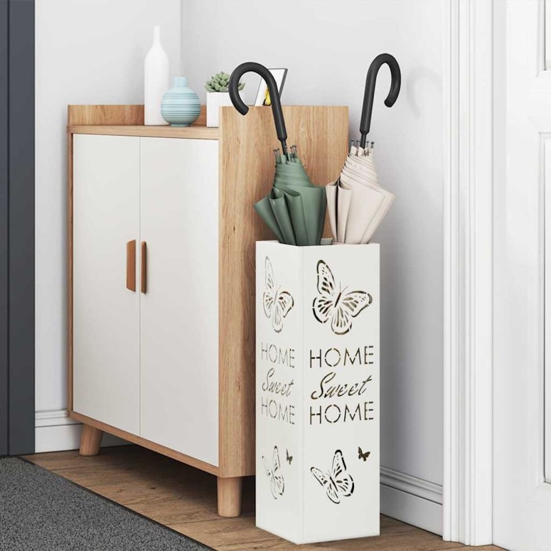 Porte-parapluies Blanc Métal Moyen Motifs décoratifs 