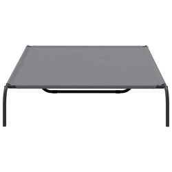 Lit surélevé pour chien gris 150x90x20 cm tissu oxford et acier 