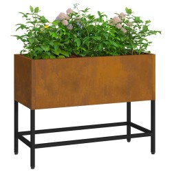 Jardinier surélevé 60x26x45 cm en acier résistant aux intempéries 