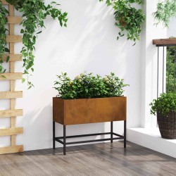 Jardinier surélevé 60x26x45 cm en acier résistant aux intempéries 