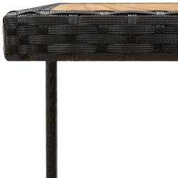 Table de jardin Noir 109x107x74 cm Résine tressée bois massif 