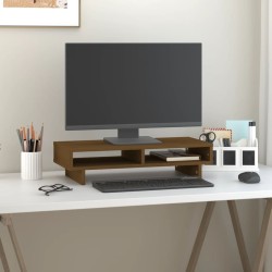 Support de moniteur Marron miel 60x27x14 cm Bois de pin solide 