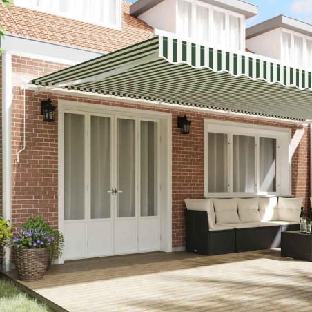 Tissu de remplacement de store vert et blanc pour cadre de 6x3 m 