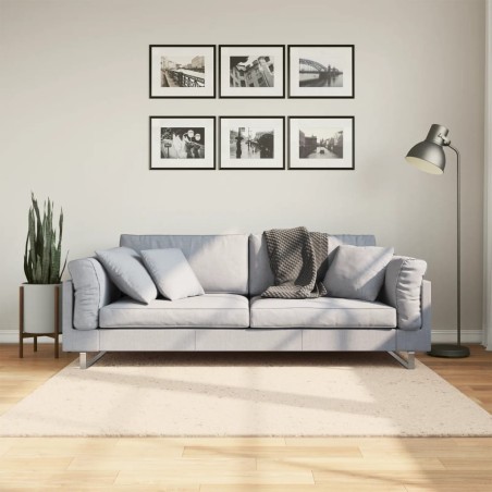Tapis HUARTE à poils courts doux et lavable beige 160x160 cm 