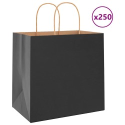 Sacs en papier 250 pcs avec poignées noir 26x17x25 cm 