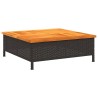 Table de jardin noir 70x70x25 cm résine tressée et bois acacia 