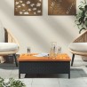 Table de jardin noir 70x70x25 cm résine tressée et bois acacia 