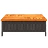 Table de jardin noir 70x70x25 cm résine tressée et bois acacia 
