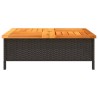 Table de jardin noir 70x70x25 cm résine tressée et bois acacia 