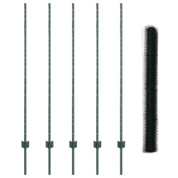 Poteaux de clôture 5 pcs U-Channel vert 140 cm acier 