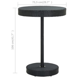 Table de jardin Noir 75,5x106 cm Résine tressée 