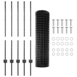 Ensemble de Clôture de Jardin Pack de 2 Gris Acier enduit de poudre 