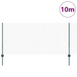 Clôture Euro avec 5 Poteaux U Verte 1x10 m Acier 