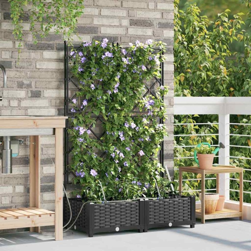 Jardinières de jardin 1 pc Noir 80 x 40 x 126 cm Plastique 