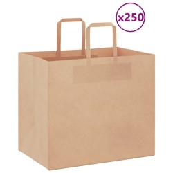 Sacs en papier 250 pcs avec poignées marron 32x22x28 cm 