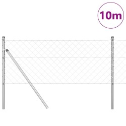 Jeu de Poteaux de Clôture Argent 0.6 x 10 m Acier galvanisé 