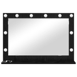 Miroir de Maquillage avec Lumières LED Chêne Noir 80x55x18 cm 