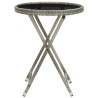 Table à thé Gris 60 cm Résine tressée et verre trempé 