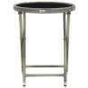 Table à thé Gris 60 cm Résine tressée et verre trempé 
