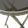 Table à thé Gris 60 cm Résine tressée et verre trempé 