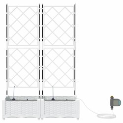 Pots de jardin Treillis avec stockage Blanc 80 x 40 x 126 cm Plastique 