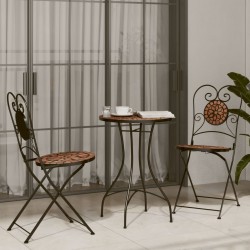 Table de bistro mosaïque terre cuite Ø50x70 cm céramique 