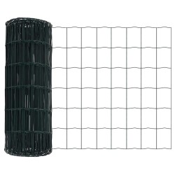 Euro Grillage avec 7 Poteaux 0,8 x 10 m Acier Galvanisé Vert 