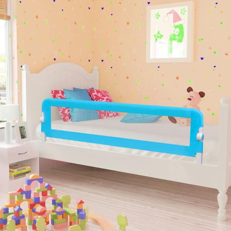 Barrière de lit de sécurité pour tout-petits 2pcs Bleu 150x42cm 