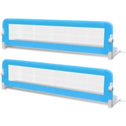 Barrière de lit de sécurité pour tout-petits 2pcs Bleu 150x42cm 