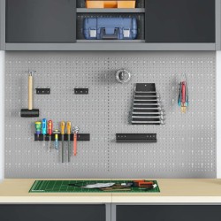 Panneaux perforés 2 pcs avec 8 accessoires Gris 50x60 cm Acier 