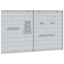 Panneaux perforés 2 pcs avec 8 accessoires Gris 50x60 cm Acier 