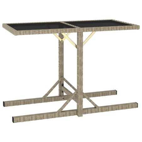 Table de jardin Beige 110x53x72 cm Verre et résine tressée 
