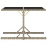 Table de jardin Beige 110x53x72 cm Verre et résine tressée 