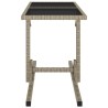Table de jardin Beige 110x53x72 cm Verre et résine tressée 